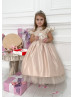 Feifei Sleeves Lace Pleated Satin New Flower Girl Dress